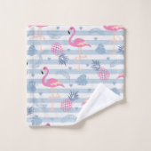 Flamingo Handtuch - Rosa & Blau Badhandtuch Set (Waschlappen)