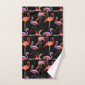 Flamingo Handtuch Set mit schwarzem Hintergrund (Handtuch)