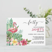 Flamingo Happy Birthday Einladung (Stehend Vorderseite)