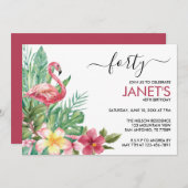 Flamingo Happy Birthday Einladung (Vorne/Hinten)