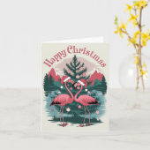 Flamingo Happy Christmas Karte (Gelbe Blume)