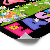 Flamingo Happy Easter Egg Hunt Bunny Ear Flamingo Poster (Ecke)