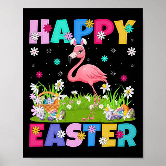 Flamingo Happy Easter Egg Hunt Bunny Ear Flamingo Poster (Vorne)