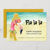 Flamingo Happy Feiertage von unserer neuen Zuhause Ankündigung (Vorne/Hinten)