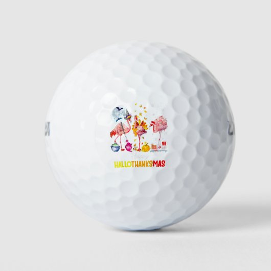 Flamingo Happy HalloThanksmas Funny Halloween Golfball (Vorderseite)