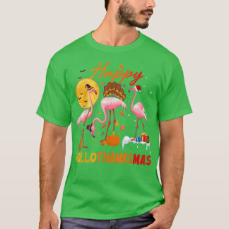 Flamingo Happy HalloThanksmas Funny Halloween T-Shirt