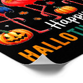 Flamingo Happy Hallothanksmas Funny Halloween Than Poster (Ecke)