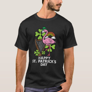 Flamingo Harp Happy St Patricks Day Music Men Wome T-Shirt