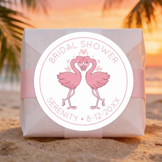 Flamingo Hawaiian Beach Tropical Bridal Shower Runder Aufkleber