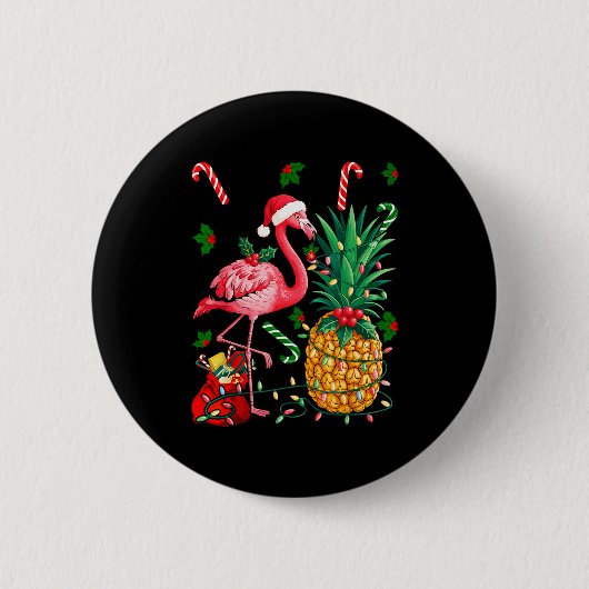 Flamingo Hawaiian Ne Christmas Lights Xmas  Button (Vorderseite)