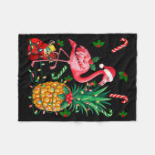 Flamingo Hawaiian Ne Christmas Lights Xmas Fleecedecke (Vorderseite (Horizontal))
