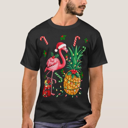 Flamingo Hawaiian Ne Christmas Lights Xmas T-Shirt (Vorderseite)