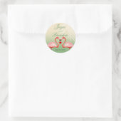 Flamingo Heart Kiss Gastgeschenk Hochzeit | Jade Runder Aufkleber (Tasche)