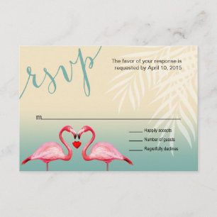 Flamingo Heart Kiss UAWG   Minzblau RSVP Karte