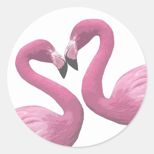 Flamingo Heart Runder Aufkleber (Vorderseite)