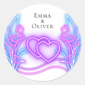 Flamingo & Hearts Wedding Sticker (Vorderseite)