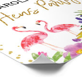 Flamingo Hens Party Tropical Floral Begrüßungszeic Poster (Ecke)