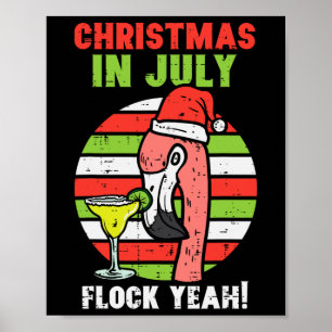 Flamingo-Herde Ja Weihnachten im Juli Retro-Sommer Poster