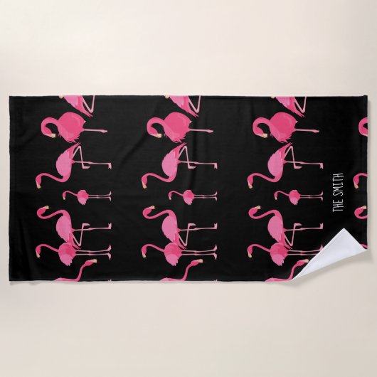 Flamingo-Herde Strandtuch (Vorderseite)