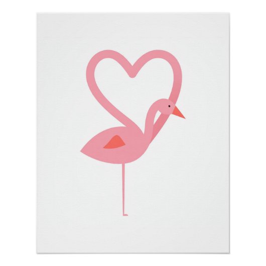 Flamingo Herz Hals Minimal Poster (Vorderseite)
