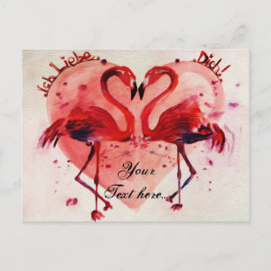 Flamingo/Herz - Postkarte/Vorlage der Postkarte