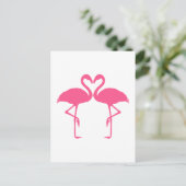 Flamingo-Herz, zwei rosa Flamingos in der Liebe Postkarte (Stehend Vorderseite)