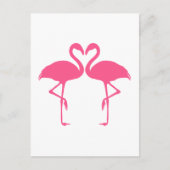 Flamingo-Herz, zwei rosa Flamingos in der Liebe Postkarte (Vorderseite)