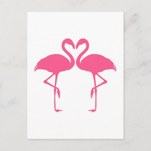 Flamingo-Herz, zwei rosa Flamingos in der Liebe Postkarte (Vorderseite)