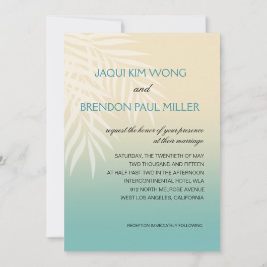 Flamingo Herzkuss| Münzblauer Hochzeitstag Einladung (Rückseite)