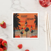 Flamingo Hexe im Sonnenuntergang Halloween Serviet Serviette (Beispiel)