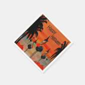 Flamingo Hexe im Sonnenuntergang Halloween Serviet Serviette (Ecke)