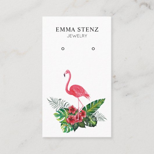 Flamingo Hibisken Tropical Blätter Earring Display Visitenkarte (Vorderseite)