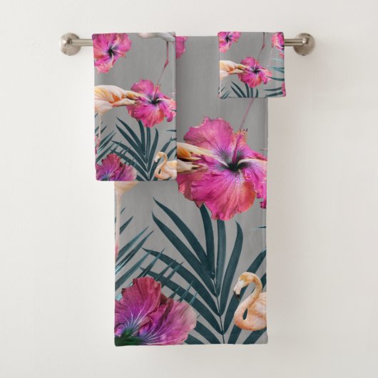Flamingo Hibiskus Jungle Siesta #1 #tropical Badhandtuch Set (Insitu)