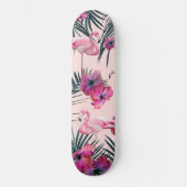 Flamingo Hibiskus Jungle Siesta #2 #tropical Skateboard (Vorderseite)