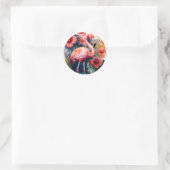 Flamingo Hibiskus Runder Aufkleber (Tasche)