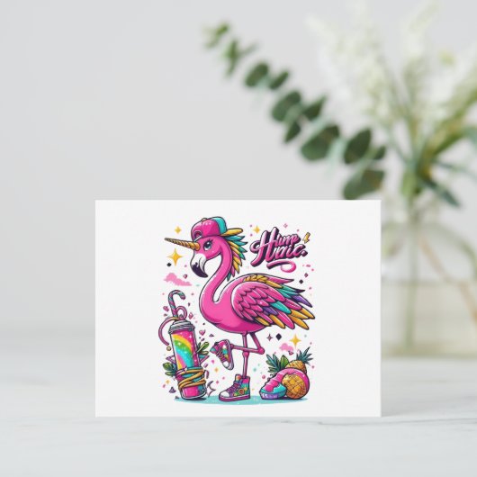 Flamingo hiphop postkarte (Stehend Vorderseite)