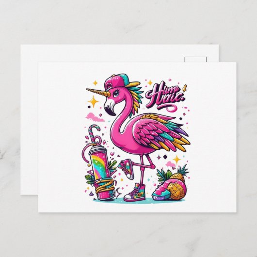 Flamingo hiphop postkarte (Vorne/Hinten)