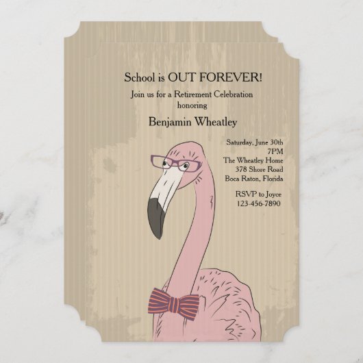 Flamingo-Hipster-Einladung Einladung (Vorne/Hinten)