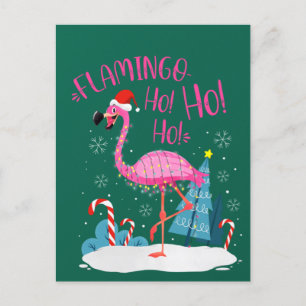 Flamingo Ho-Ho-Ho Christmas Pink Flamingo Thema Postkarte