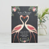 Flamingo Hochzeit Einladung Chalkboard (Stehend Vorderseite)