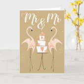 Flamingo-Hochzeit Herr & Herr Text Karte (Gelbe Blume)