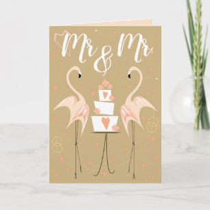 Flamingo Hochzeit Mr & Mrs Karte pfirsich innen