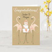 Flamingo Hochzeiten Glückwünsche Namen Karte (Gelbe Blume)