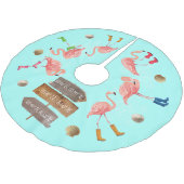 Flamingo Holiday Adventures Polyester Weihnachtsbaumdecke (Schrägansicht)