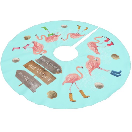 Flamingo Holiday Adventures Polyester Weihnachtsbaumdecke (Schrägansicht)