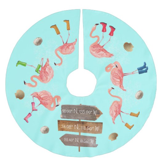 Flamingo Holiday Adventures Polyester Weihnachtsbaumdecke (Vorderseite)