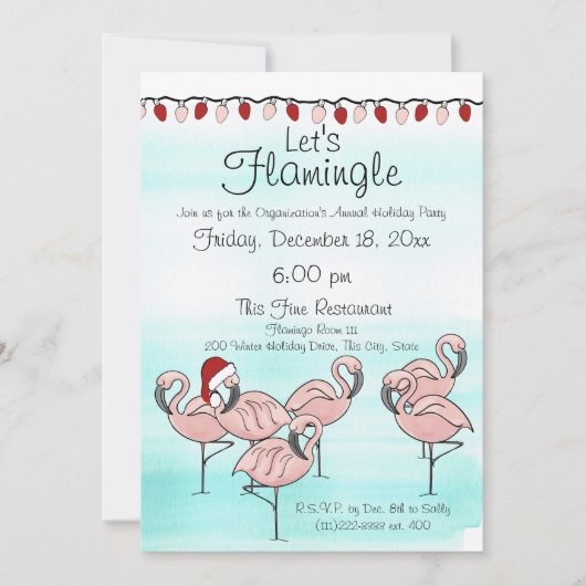 Flamingo Holiday Party Einladung (Vorderseite)