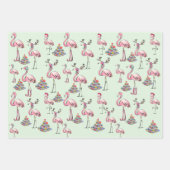 Flamingo Holiday Party Wrapping Paper Geschenkpapier Set (Vorderseite 2)