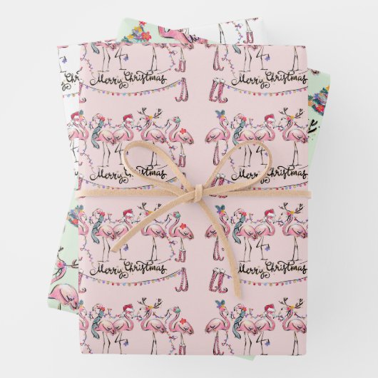 Flamingo Holiday Party Wrapping Paper Geschenkpapier Set (Beispiel)
