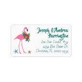 Flamingo Holiday Wide Address Labels Adressaufkleber (Vorne)